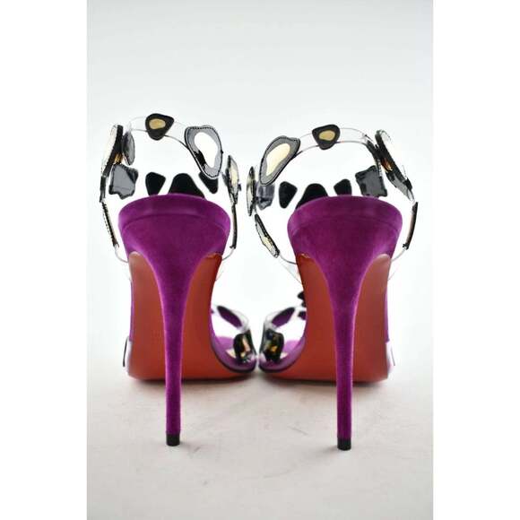 Christian Louboutin Parsemis 100 Black Gold PVC Patent Suede Sandal Heel Pump 36 - Picture 11 of 12